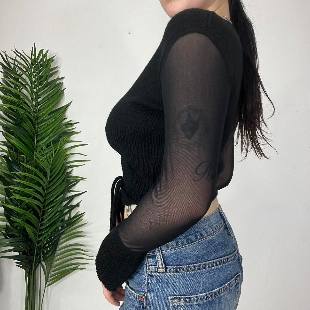 90s Mesh Long Sleeve Wrap Cardigan (S)