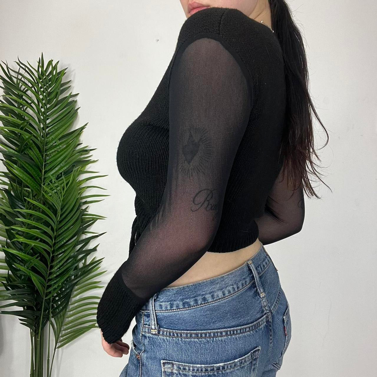 90s Mesh Long Sleeve Wrap Cardigan (S)