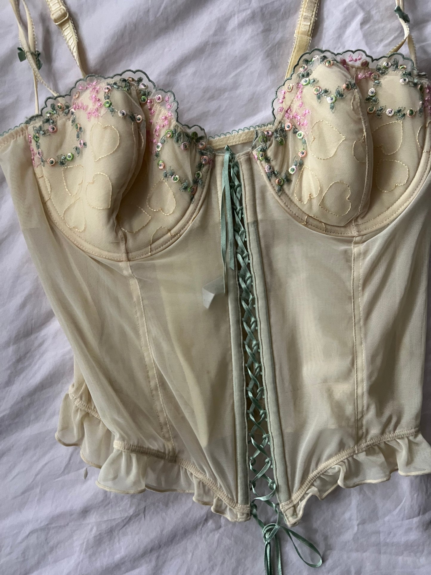 00s vintage lace mesh cami top - Size S