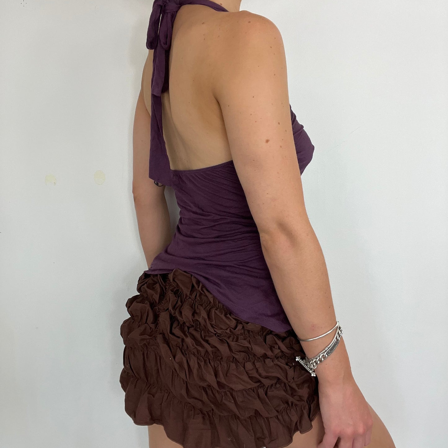 00s vintage jewelled purple halter neck top