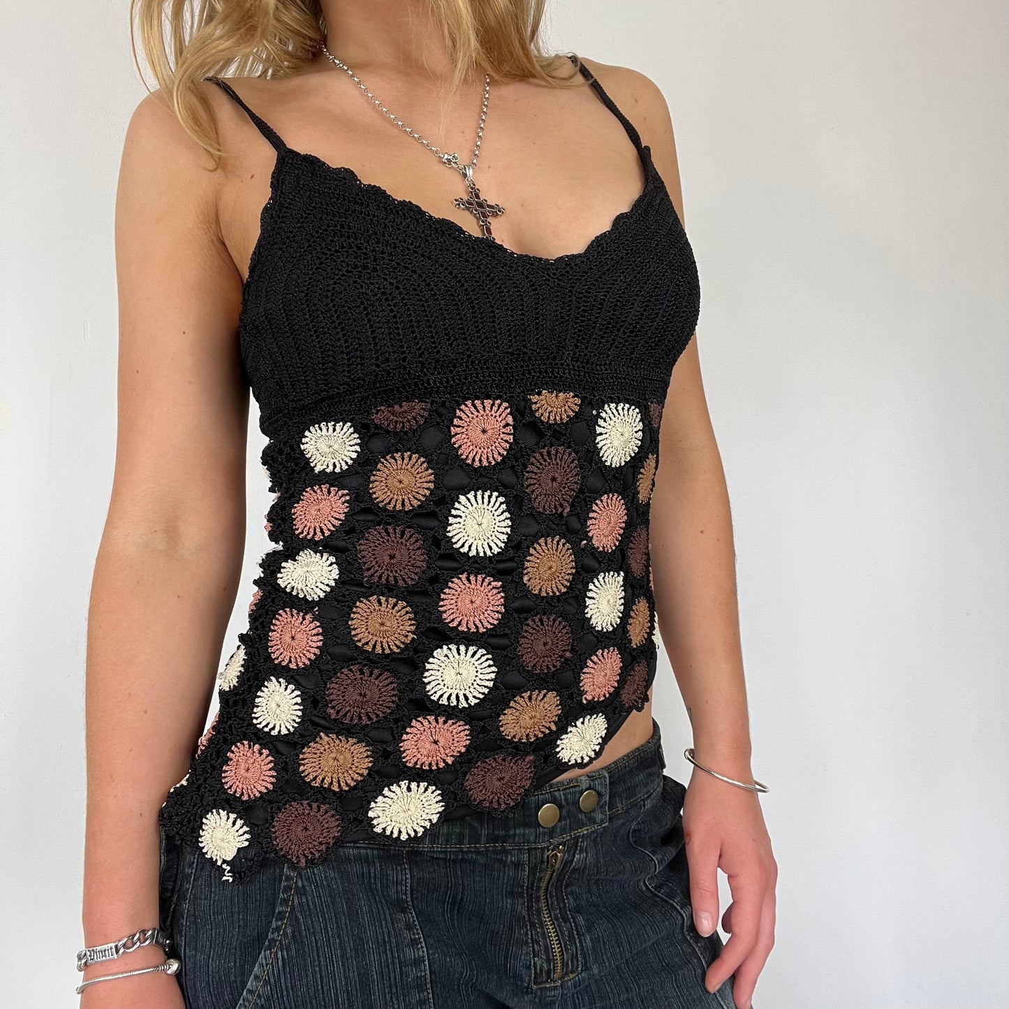 90s crochet cami top - Size S