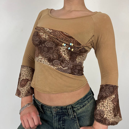 00s paisley beaded long sleeve top - Size S