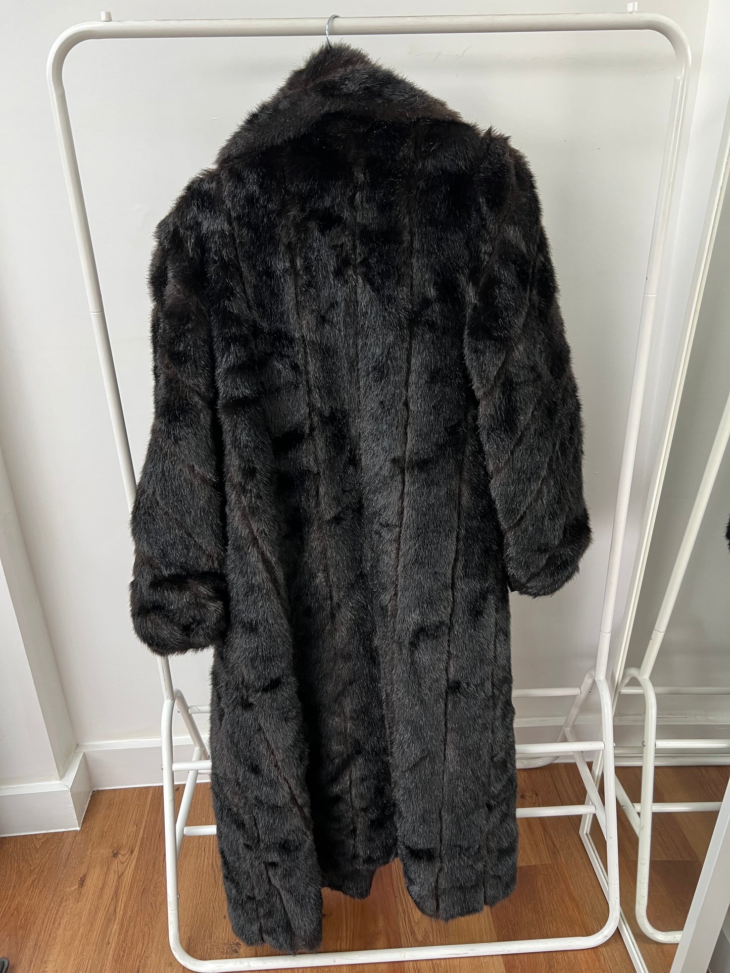 90s faux fur maxi length coat - Size M/L