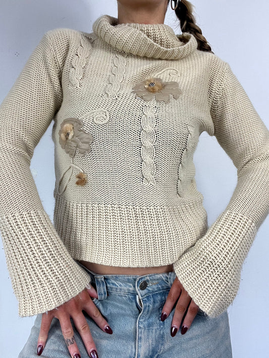 Chunky flared sleeve knit jumper - Size S