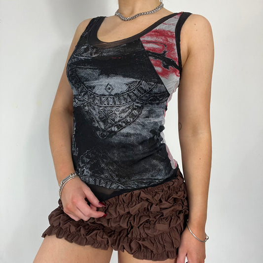 90s Cache Cache graphic mesh top - Size S