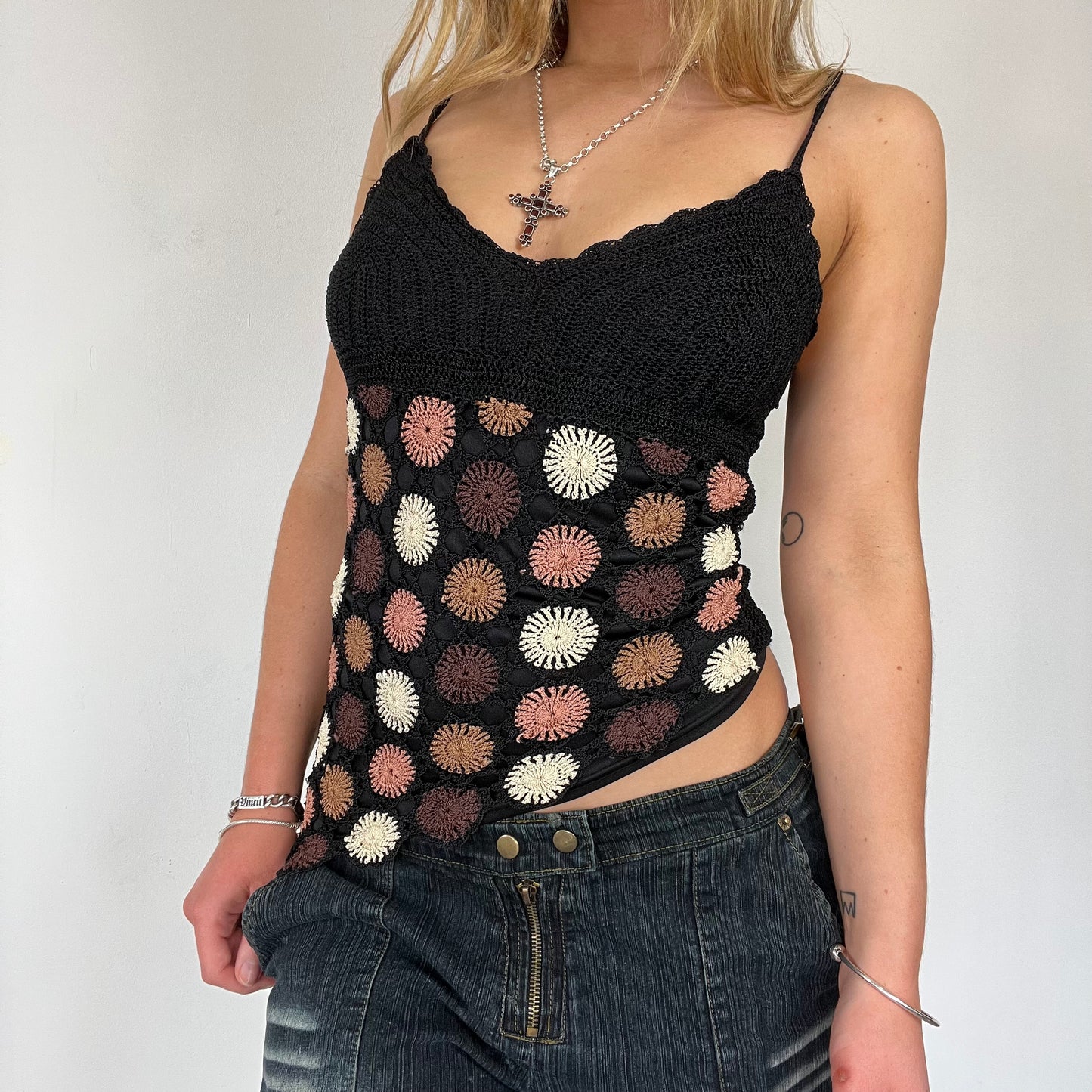 90s crochet cami top - Size S