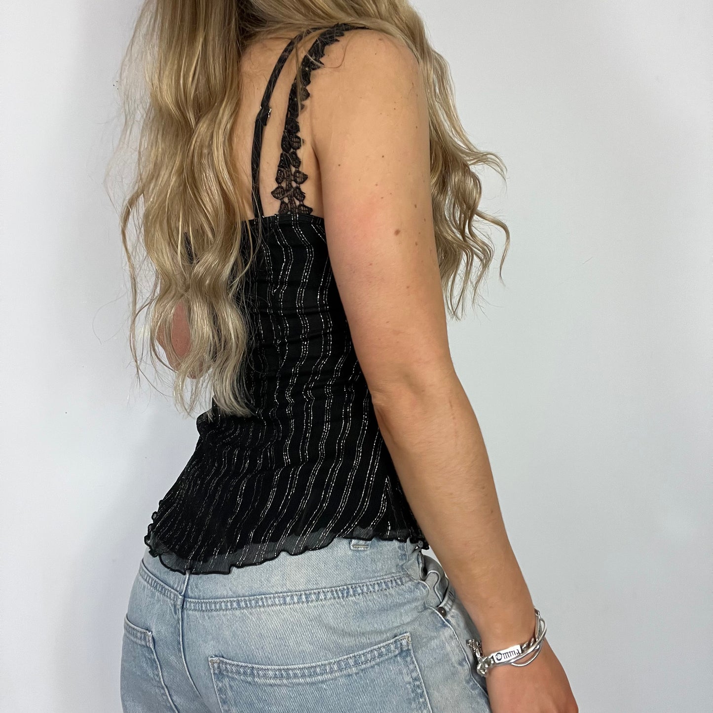 00s vintage black lace cami top - Size S