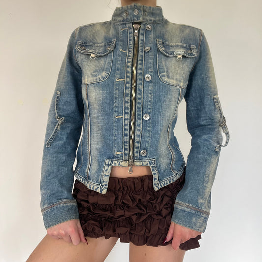 Y2K denim zipper jacket - Size S