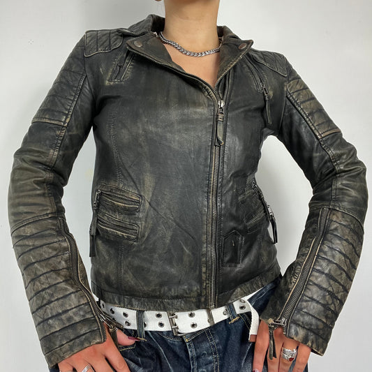 90s Leather Biker Jacket - Size S/M