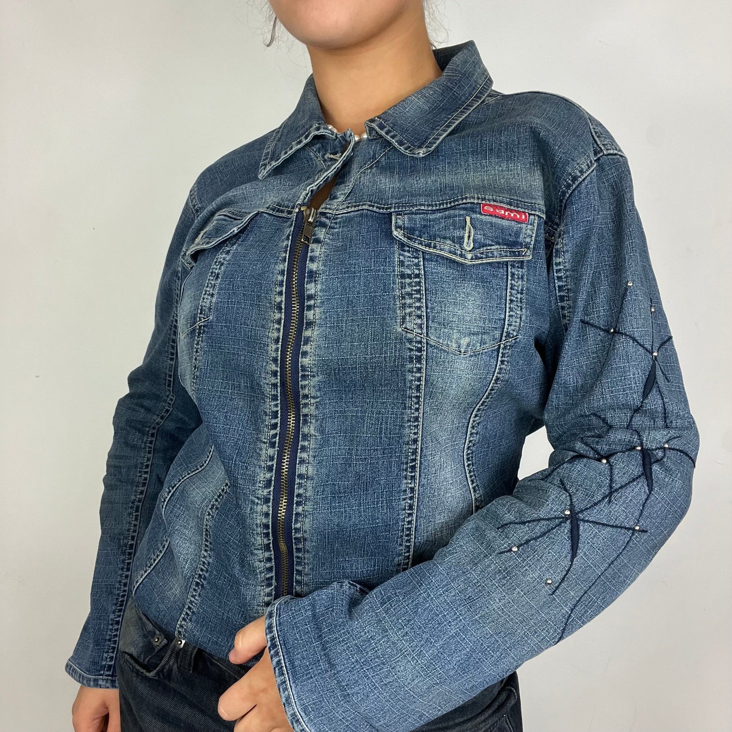 Denim Zip up Jacket - M