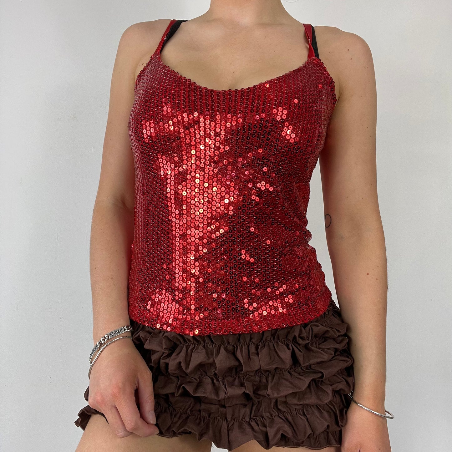 00s sequin red cami top - Size S