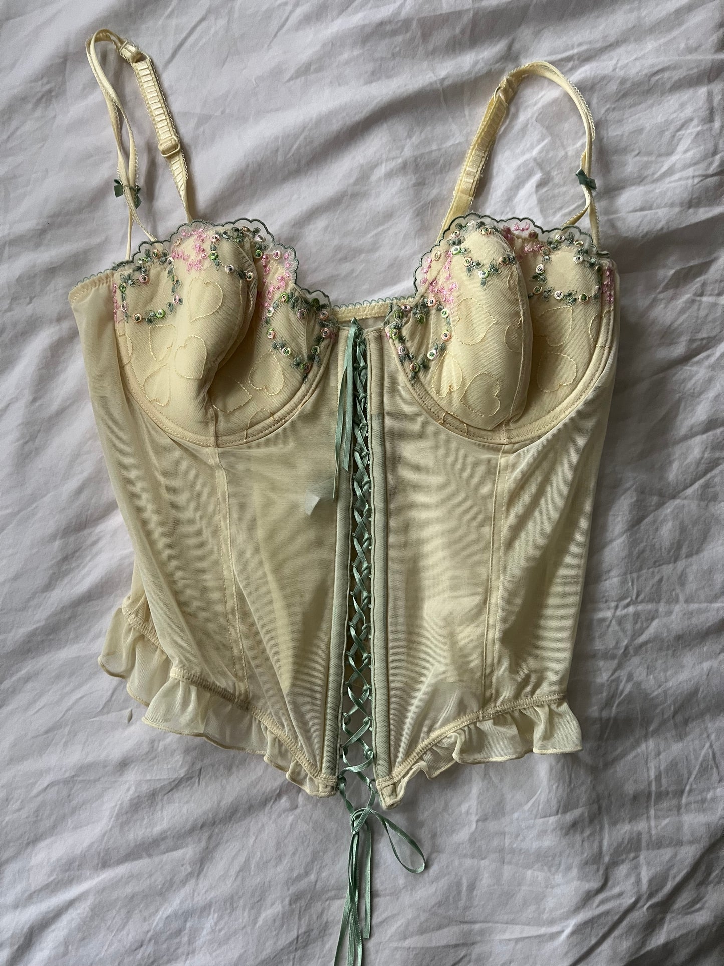 00s vintage lace mesh cami top - Size S