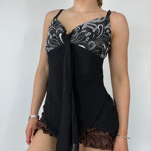 90s black mesh lace cami top - Size S