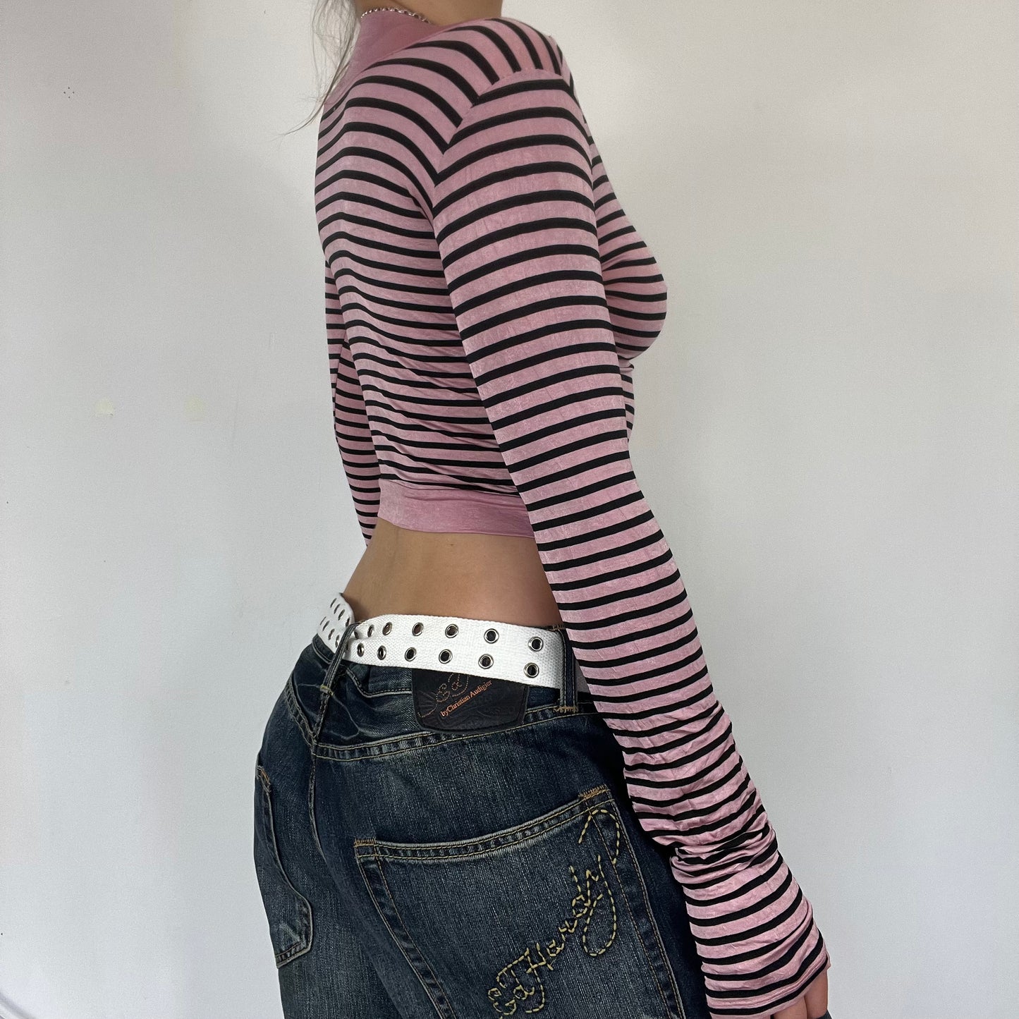 90s stripey long sleeve top - Size S