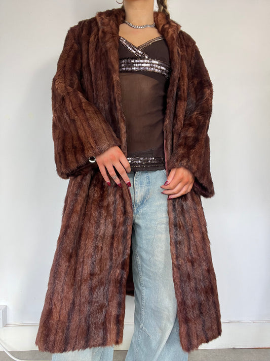 90s real fur maxi length coat - Size M