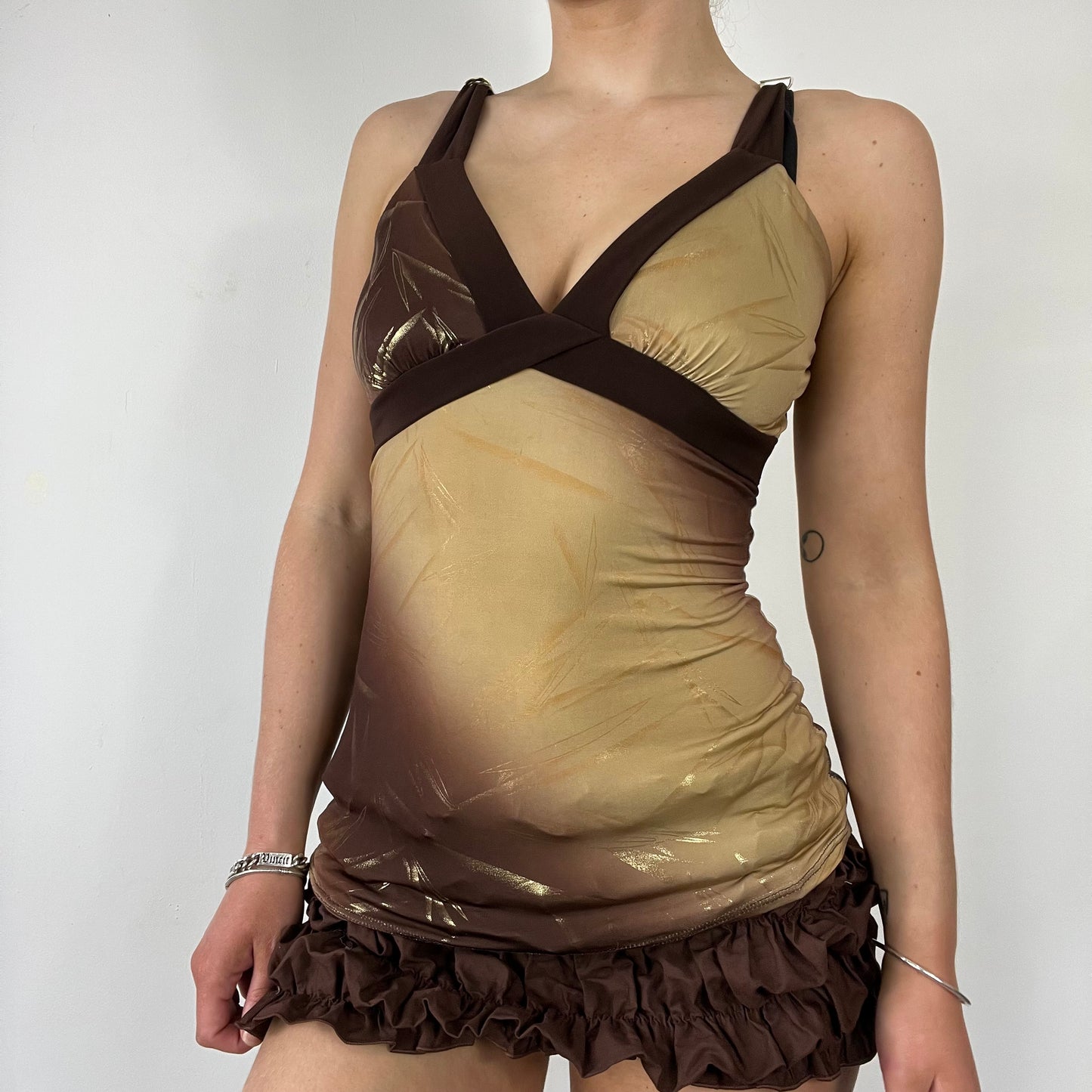 00s brown shimmer cami top - Size S