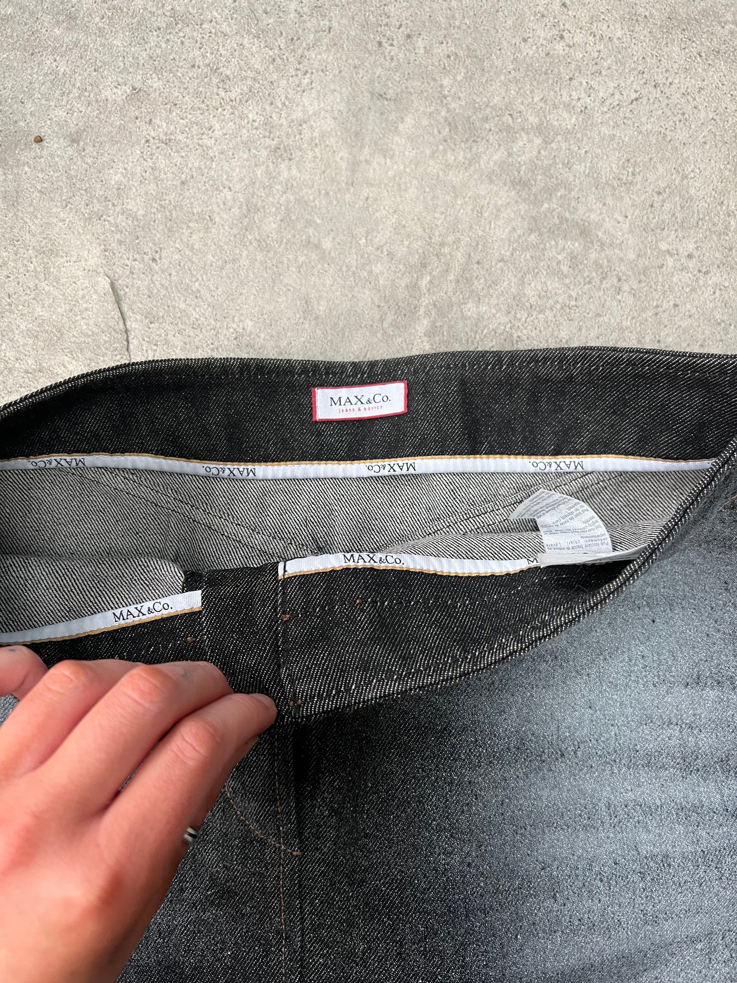 Black Washed Max&Co Midi Skirt