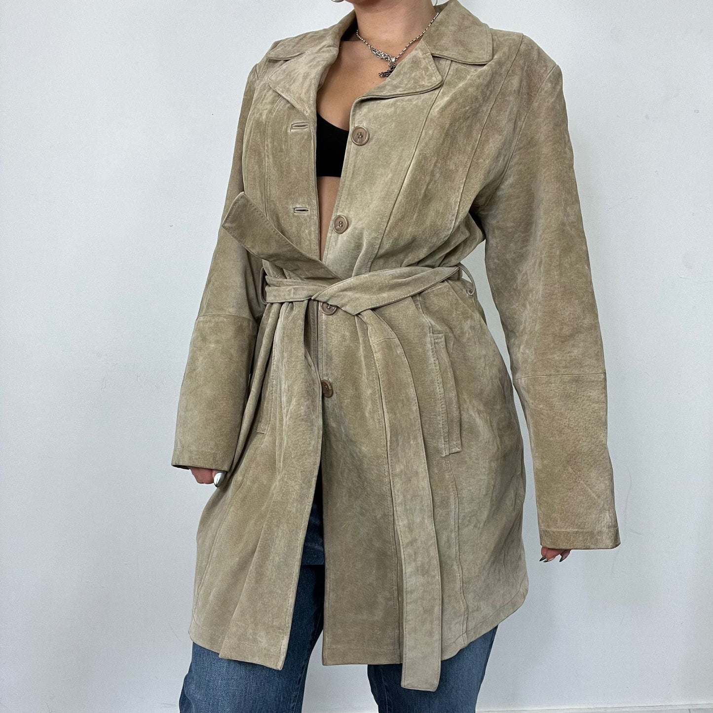 Suede Look Trench Coat (M/L)