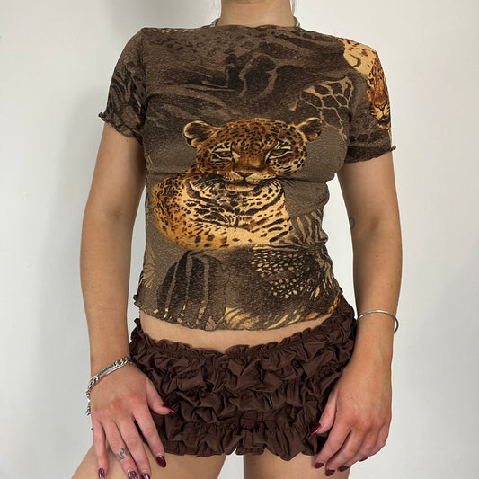 90s graphic tiger mesh top - size S