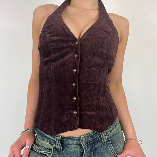 90s corduroy halter neck top - Size S