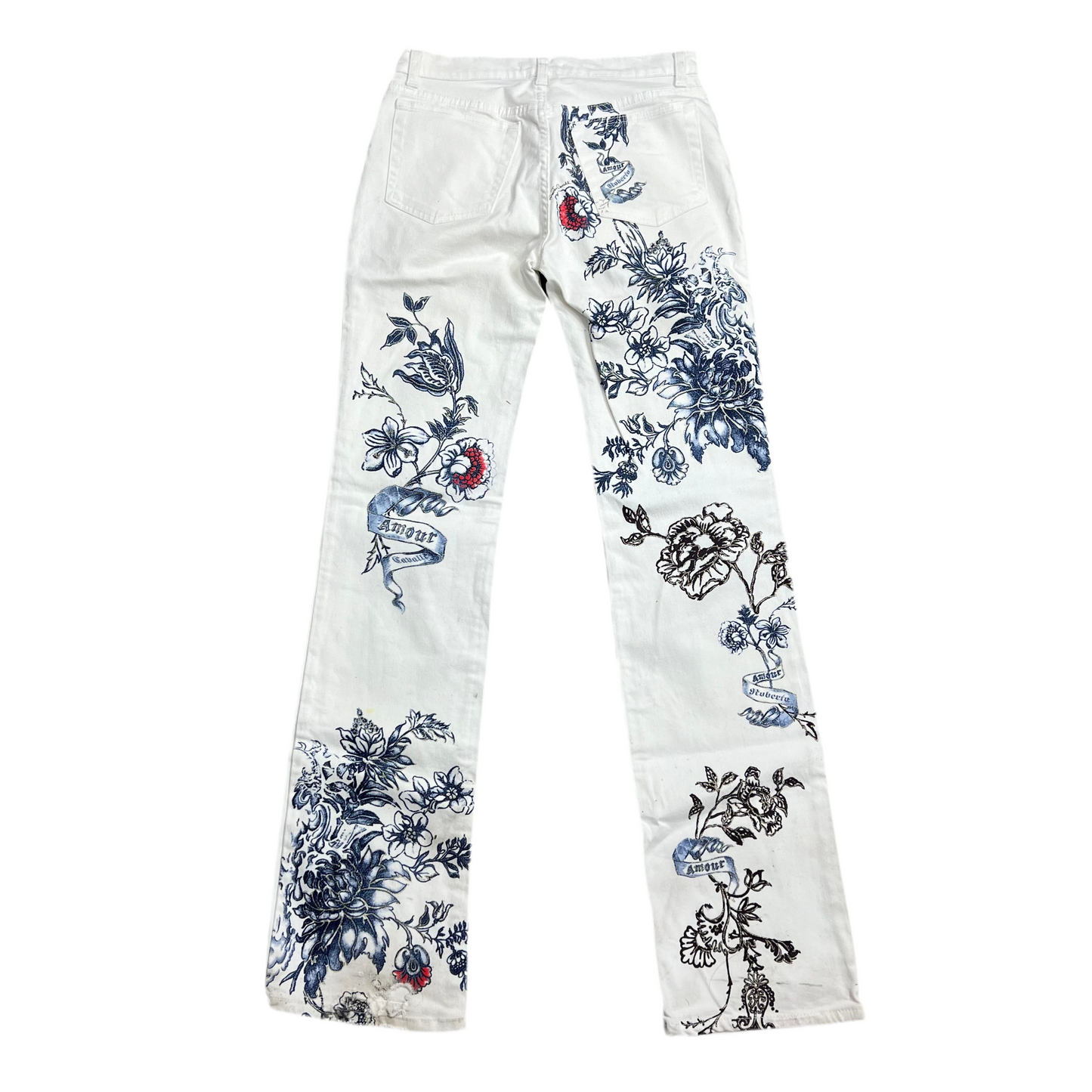 Y2K Roberto Cavalli White Printed Jeans