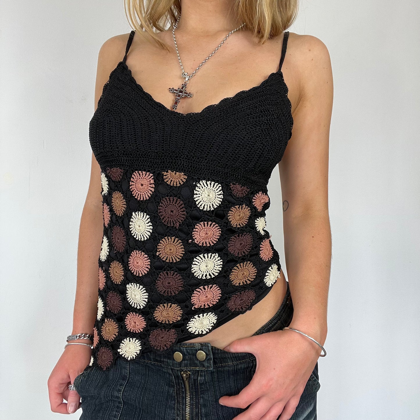 90s crochet cami top - Size S