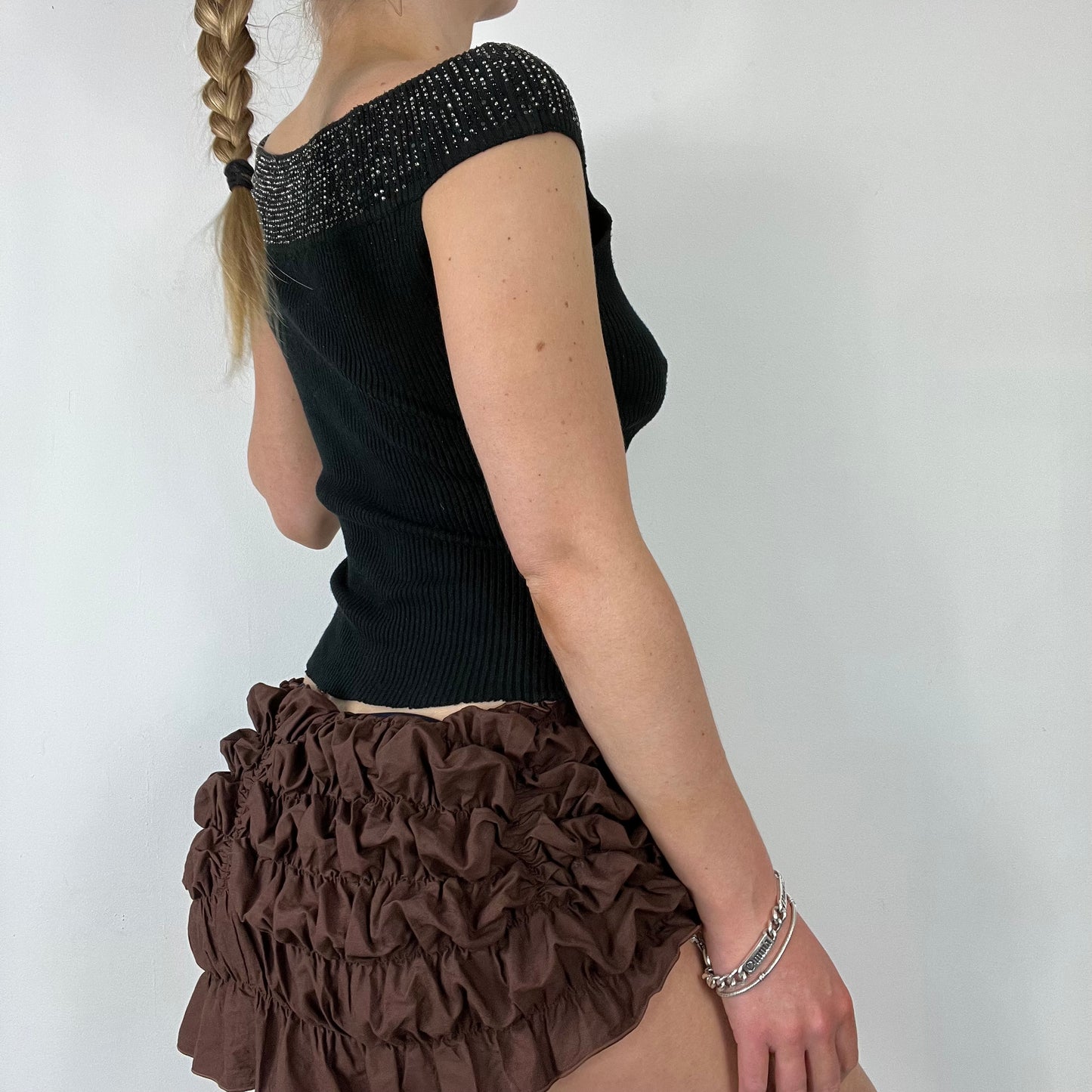 90s black knit glitter cami top - Size S