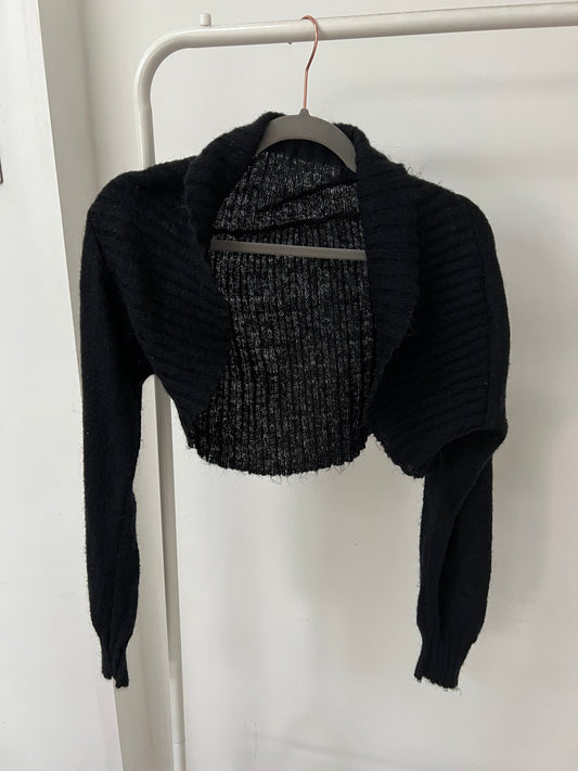 00s black knit bolero cardigan shrug - Size S/M