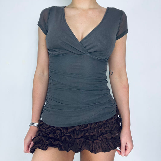 00s vintage mesh layered wrap top - Size S