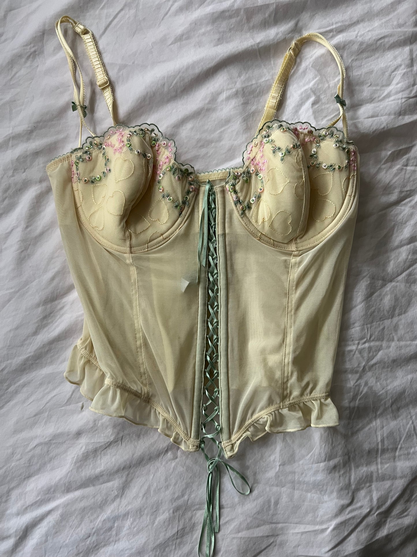 00s vintage lace mesh cami top - Size S