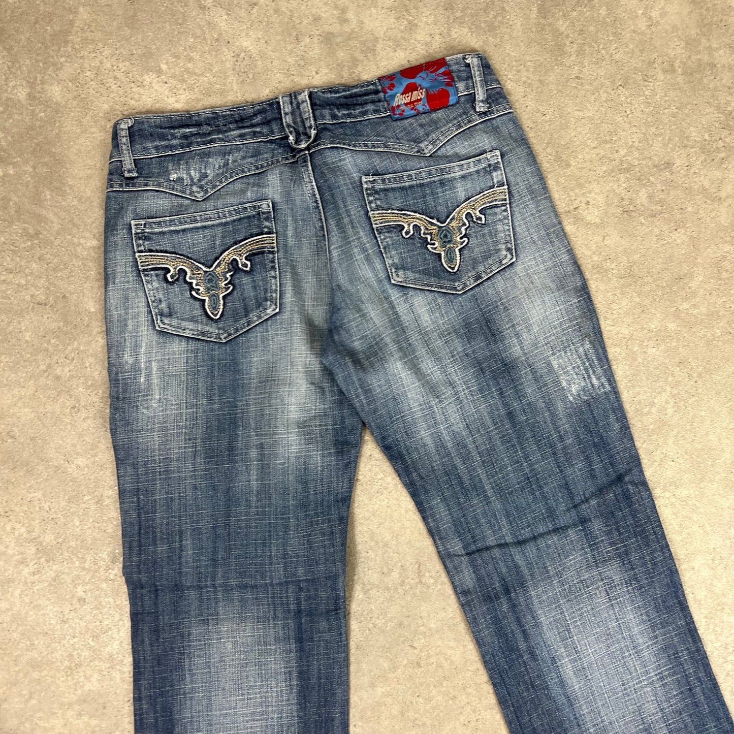 90s Vintage Distressed Denim Embroidered Jeans