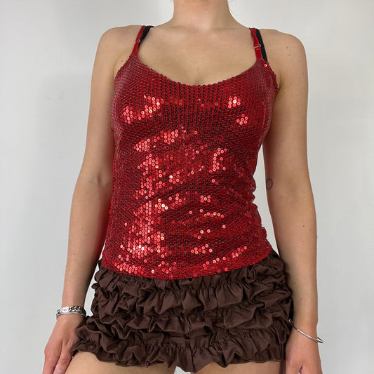 00s red sequin cami top - Size S