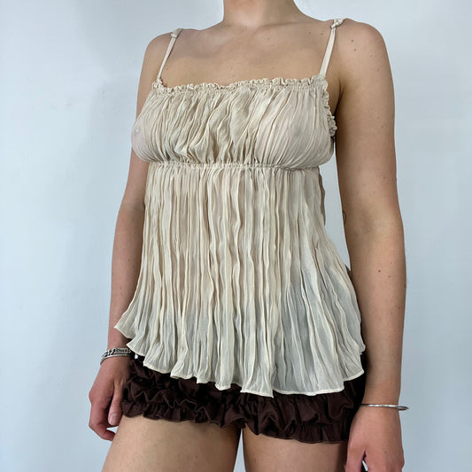 90s cream ruffle cami top - Size S