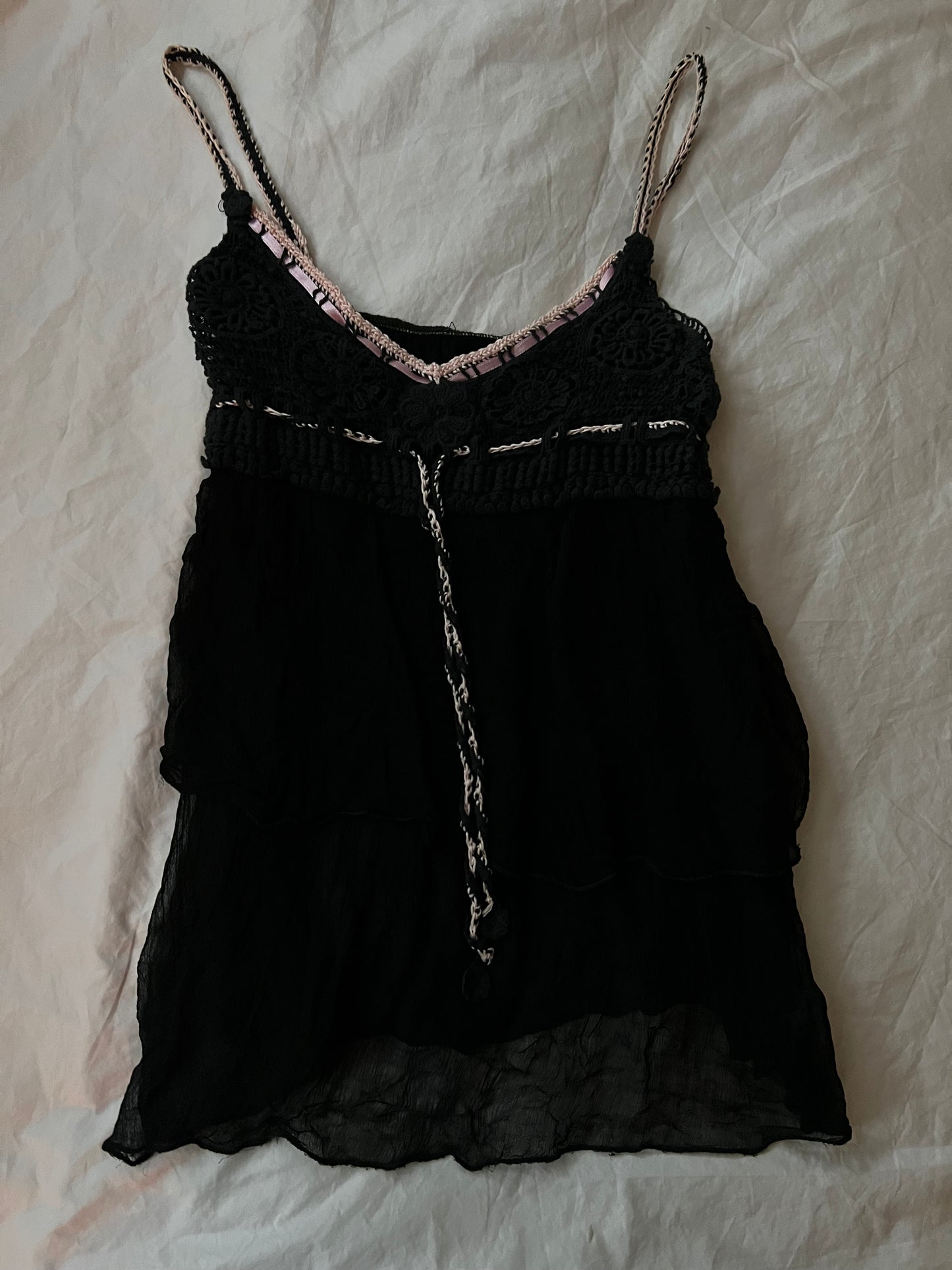 90s crochet mesh cami top - Size S