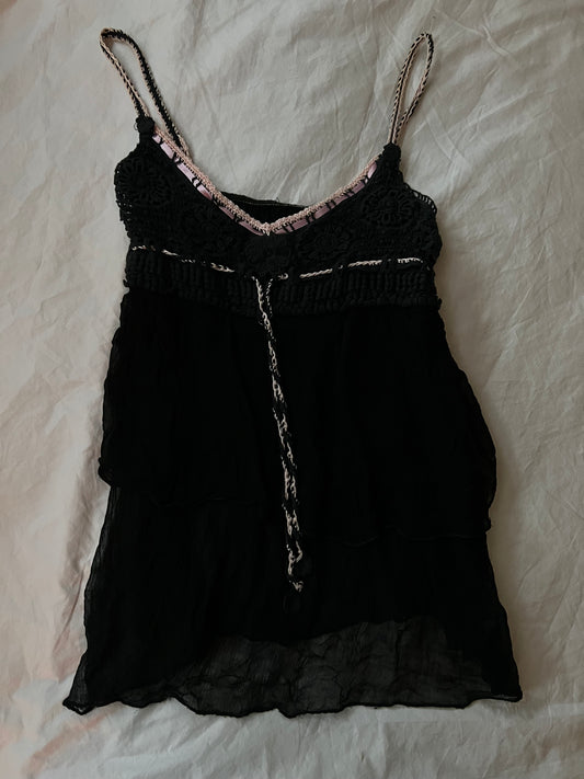 90s crochet mesh cami top - Size S