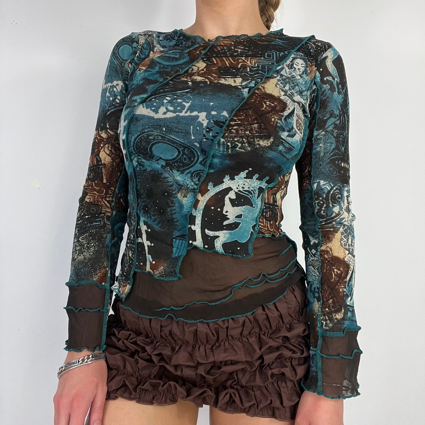 00s Cache Cache graphic print long sleeve top - Size S