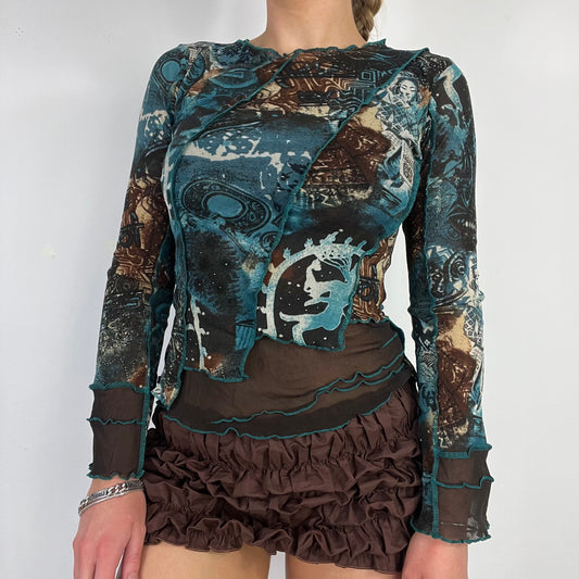 00s Cache Cache graphic print long sleeve top - Size S