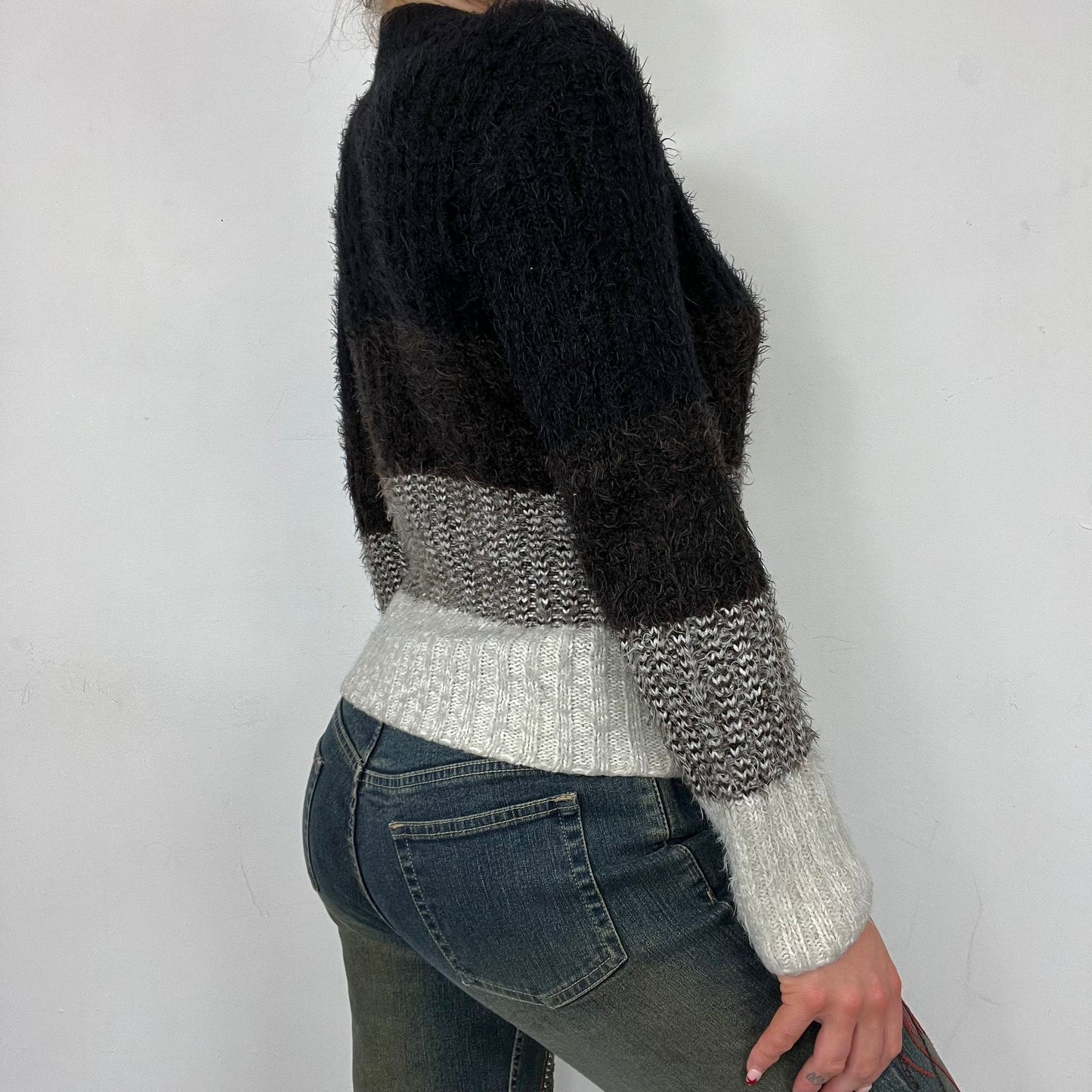 Black Ombre Stripe Knitted Jumper (S)