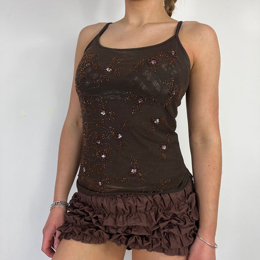 00s brown cami sequin top - Size S