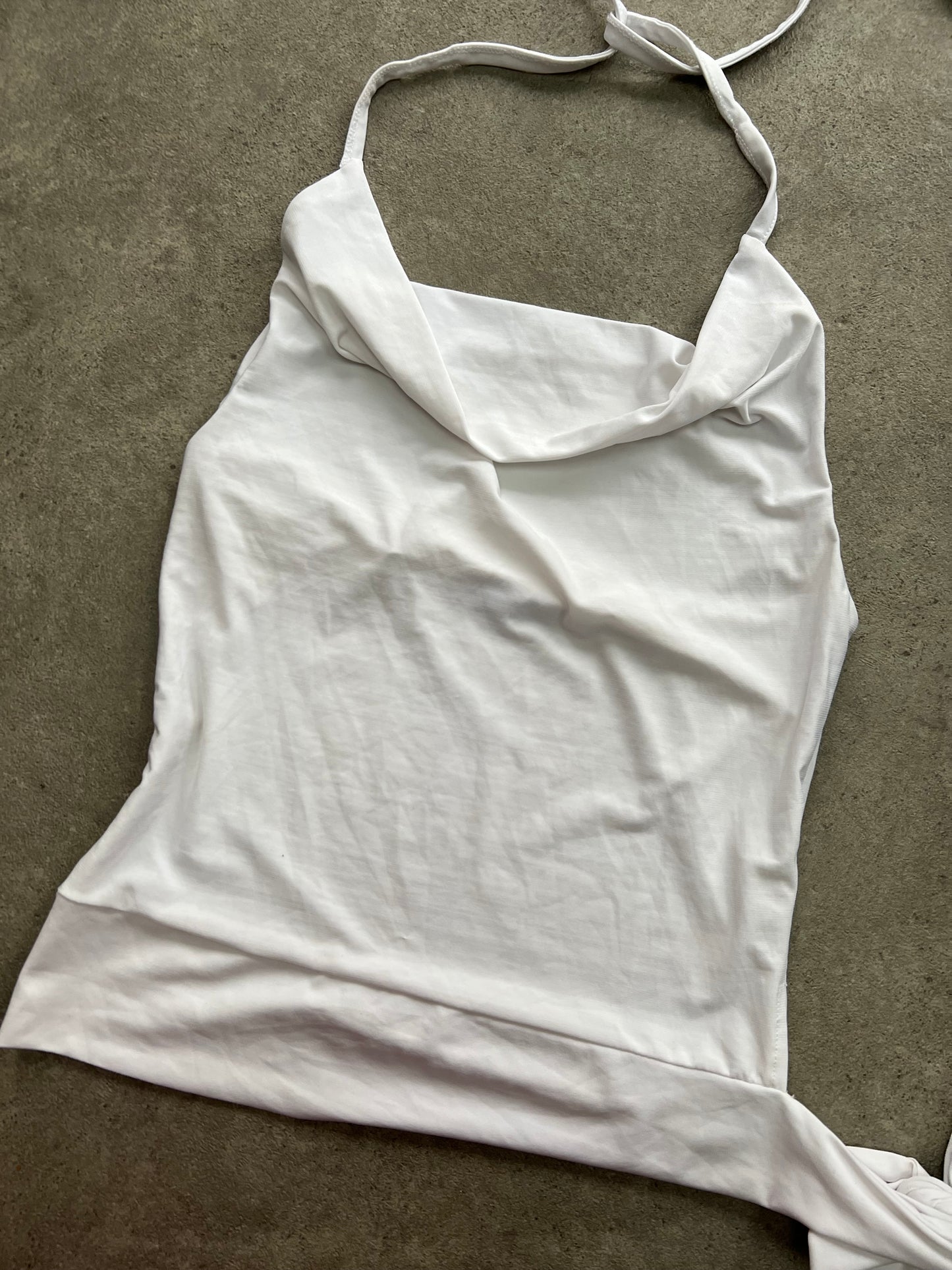 00s vintage white cowl neck halter top - Size S/M