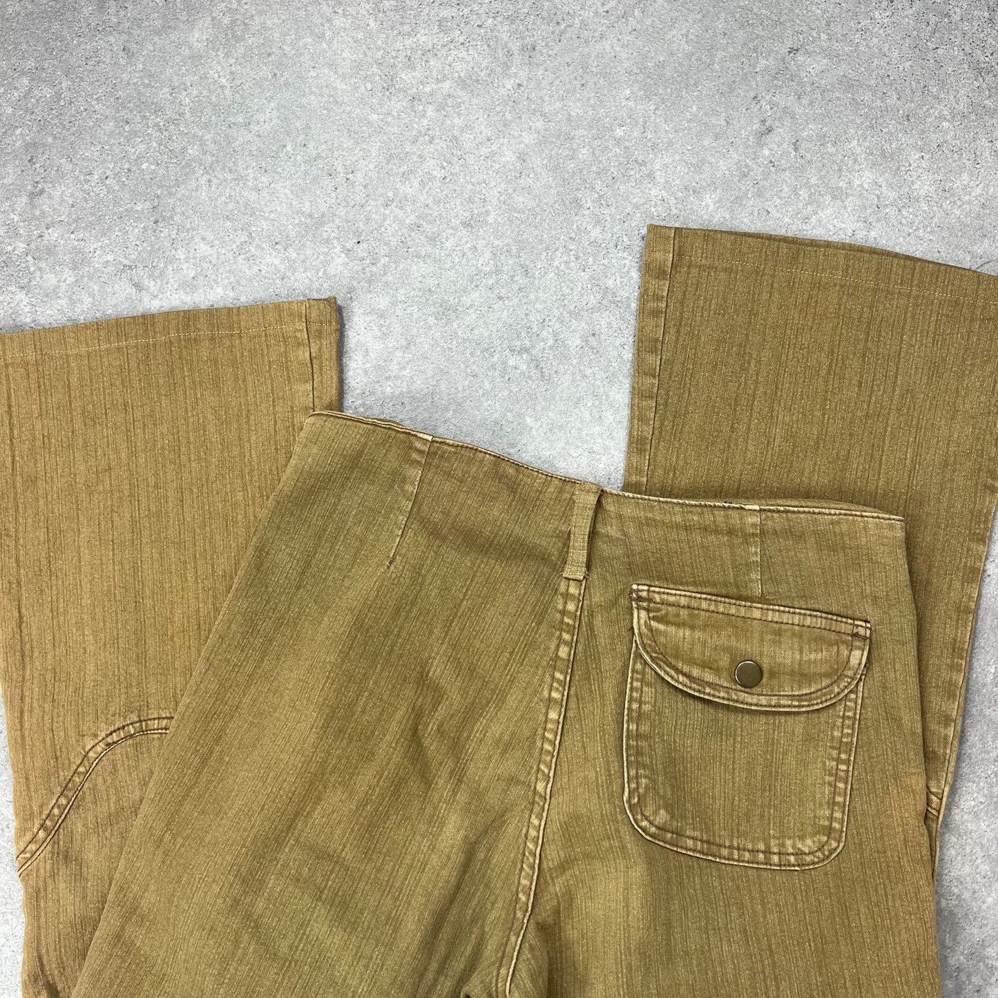 Khaki green brown flare pocket detail trousers