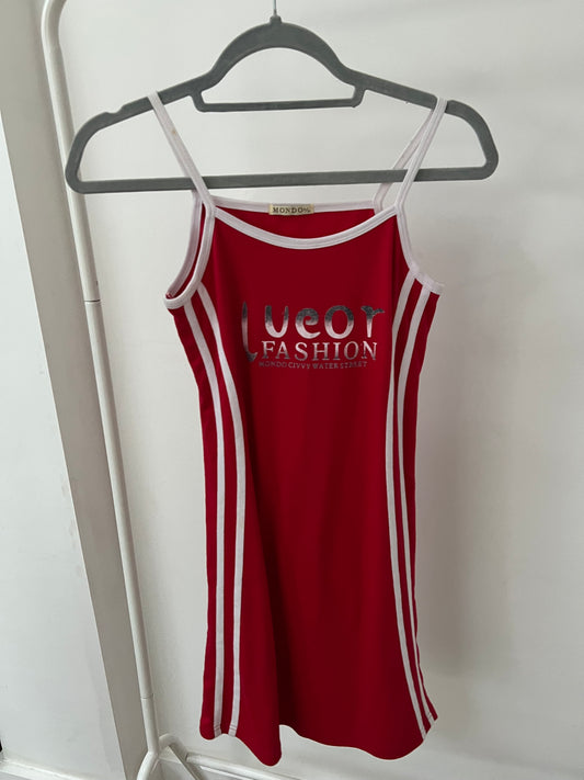 00s red graphic print dress - Size S