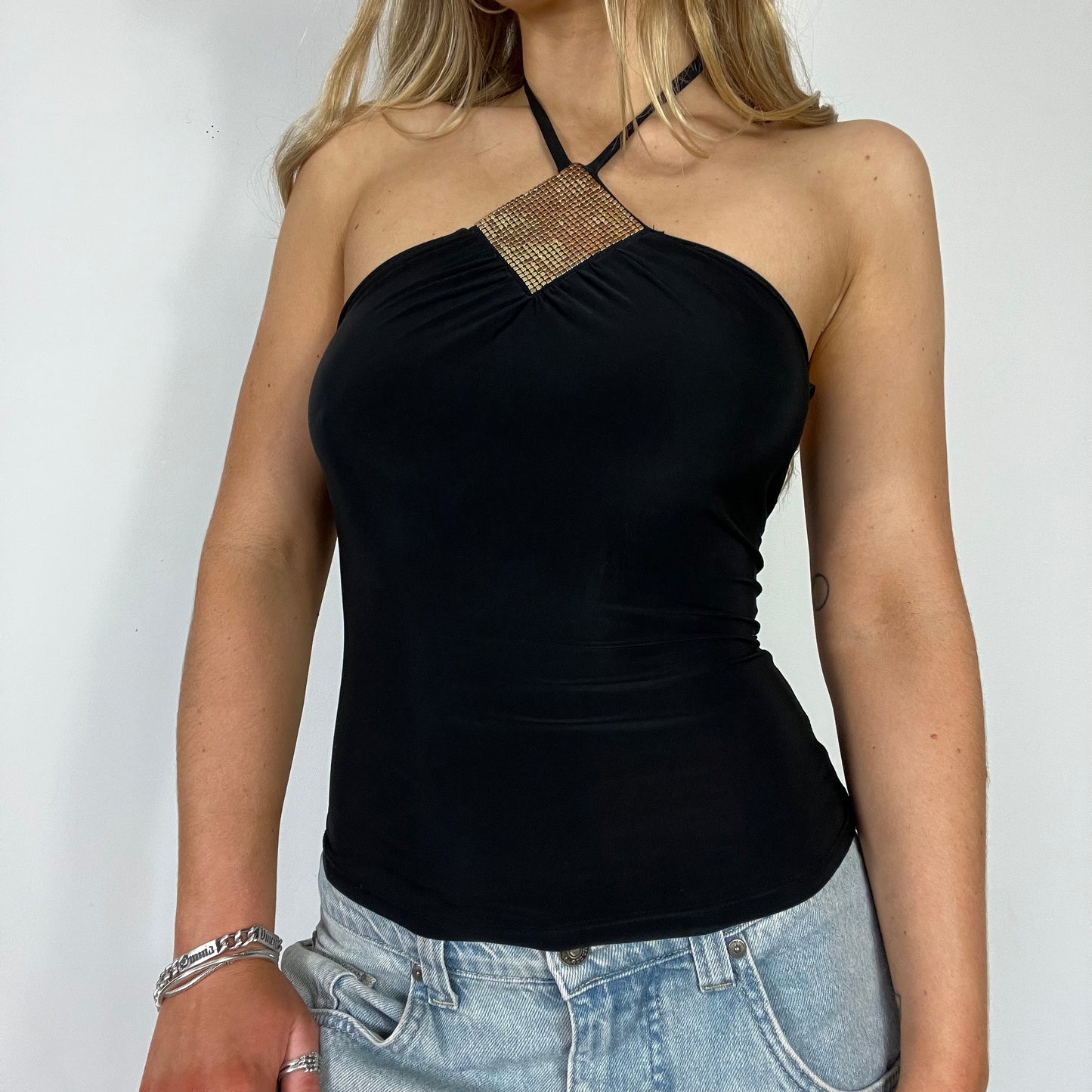 00s vintage halter gold top - Size S