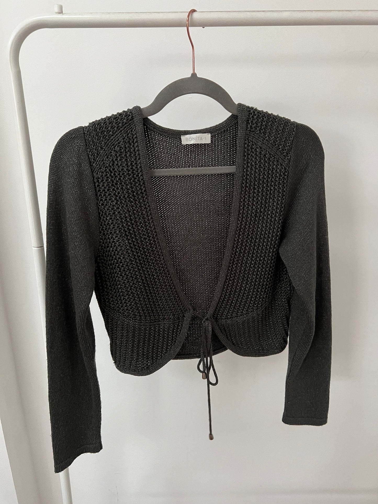 00s vintage grey knit tie cardigan - Size M