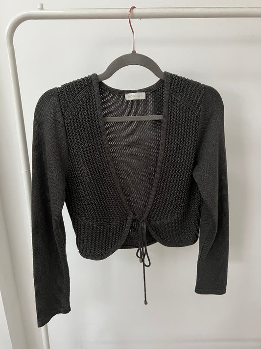 00s vintage grey knit tie cardigan - Size M