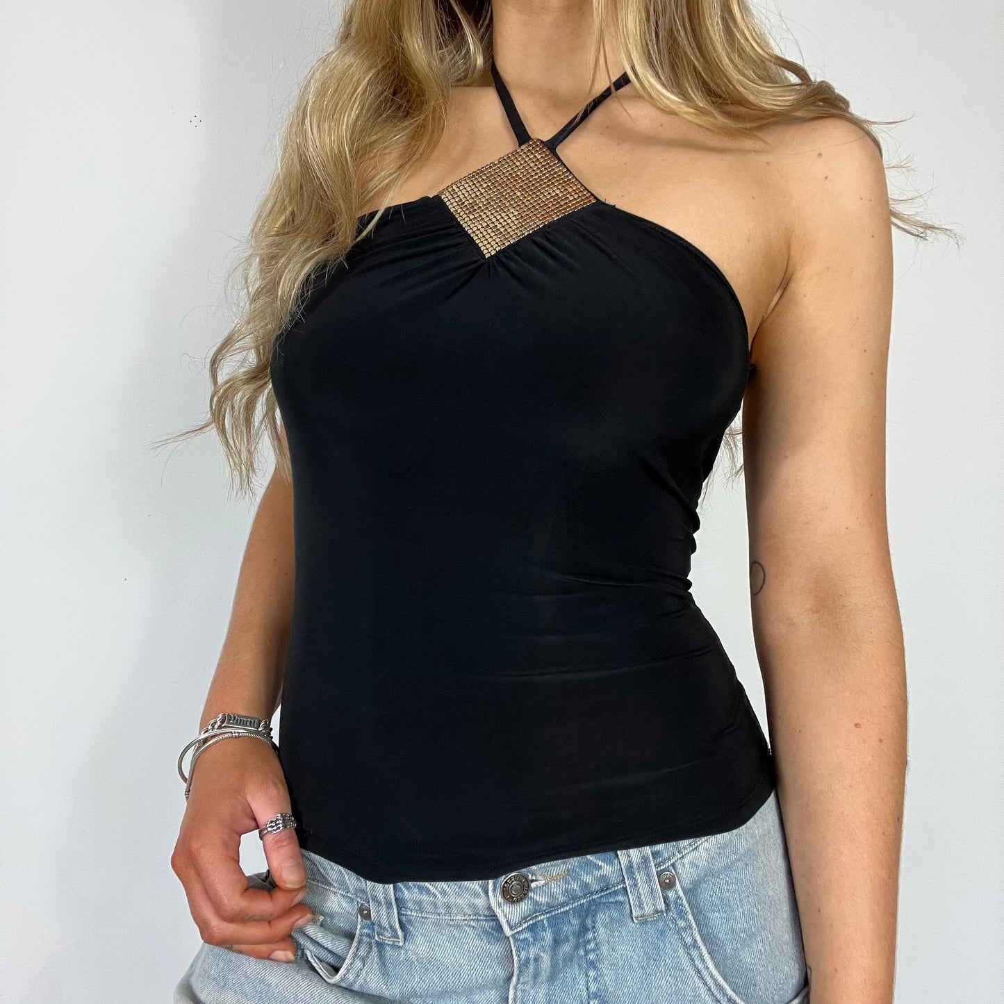 00s vintage halter gold top - Size S