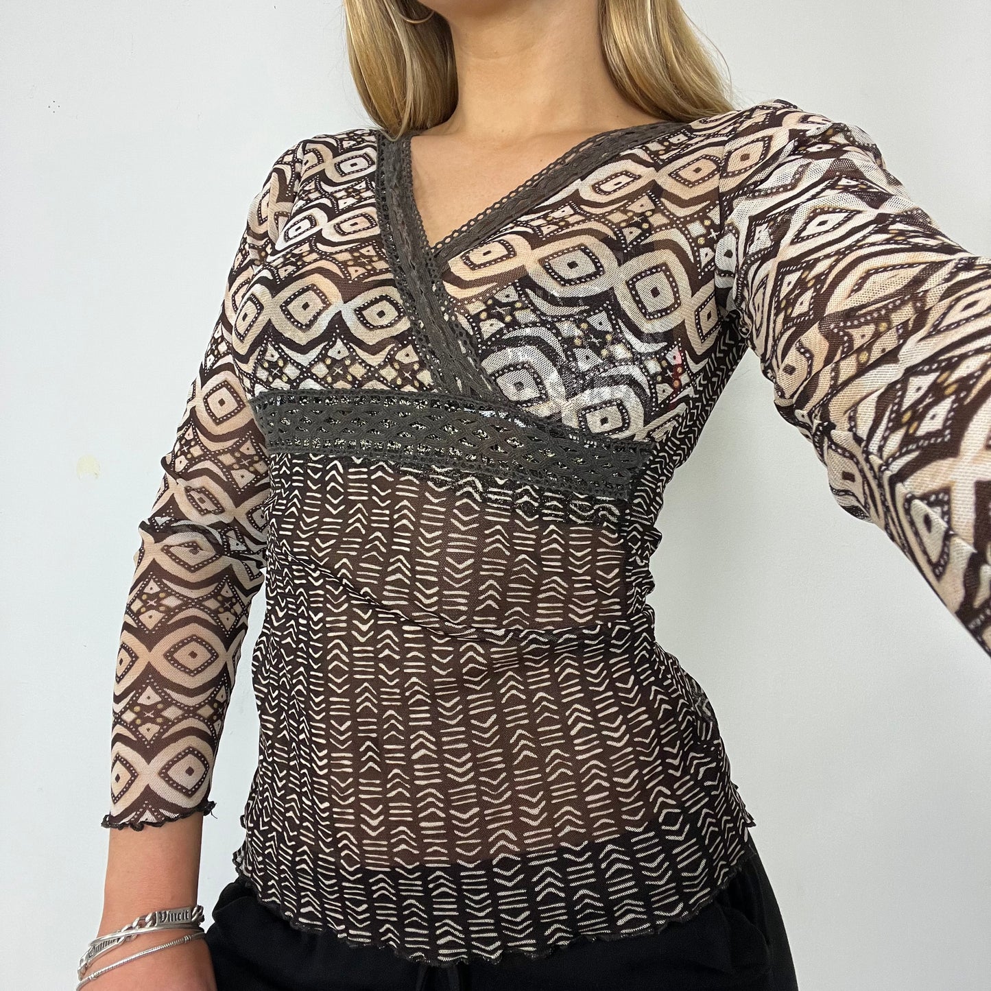 00s vintage graphic mesh