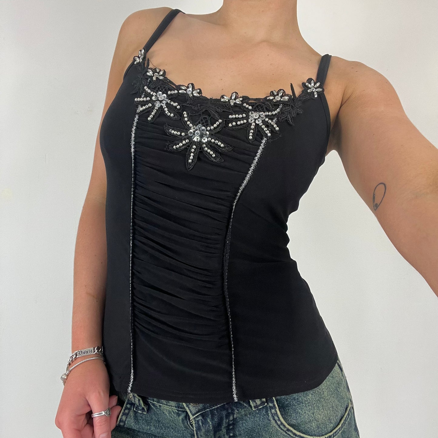 Y2K orsay sequin ruched cami top - Size S