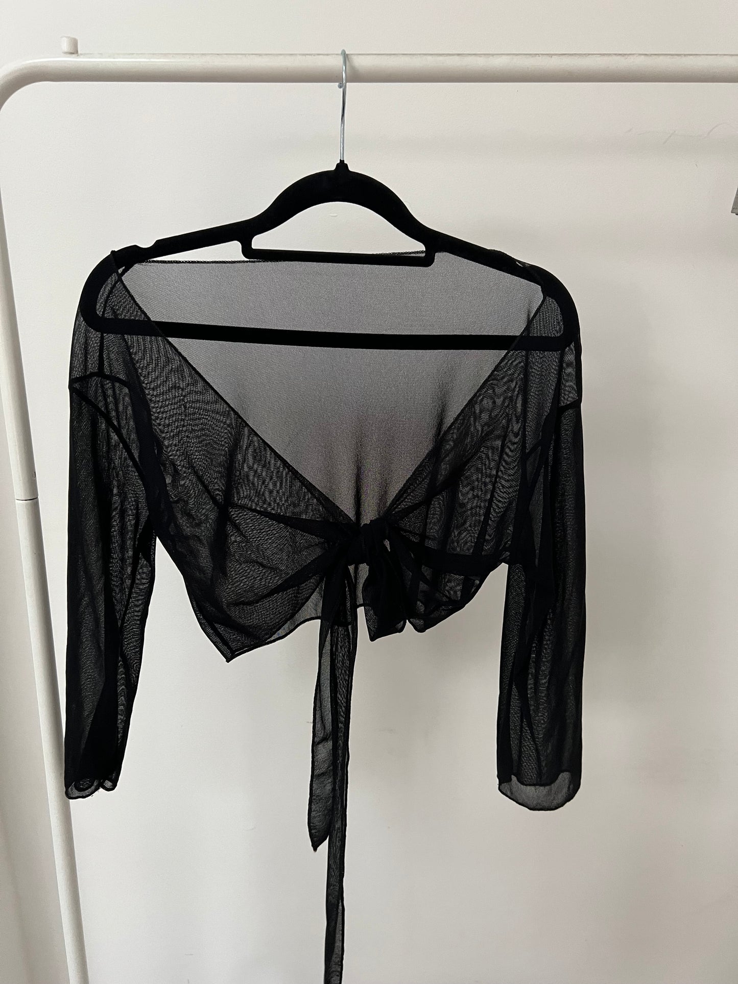 Black Mesh Tie Up Bolero Top (S)