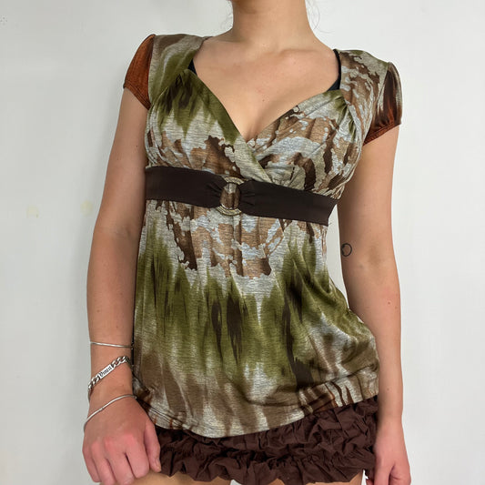 00s vintage brown buckle top - Size S